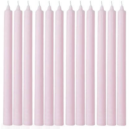 Pink Taper Candles Set of 12 Unscented Dripless Smokeless Long Tall Tapered Candlesticks Wedding Advent Home Decor Dinner Christmas-Natural Color Series-10.6 Inch