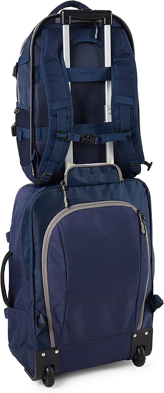 Hypath 2-in-1 Convertible Travel Bag - Use as Backpack with Wheels, Wheeled Carry On, or Stacked Rolling Luggage - Comes with Detachable Daypack - New Upgrades Here
