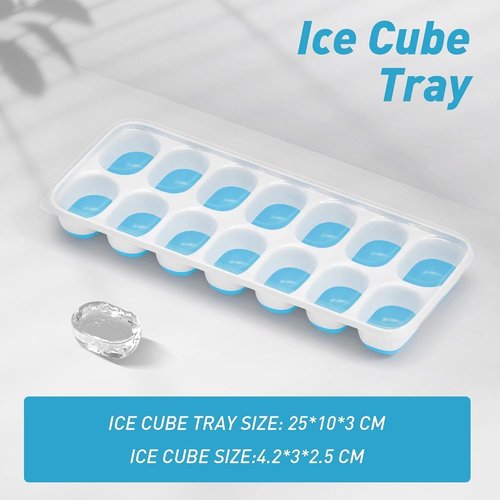 ChefAide Ice Cube Tray - Durable Stackable Design with Removable Lids | 4 Packs, 56 Cubes for Easy Ice Release