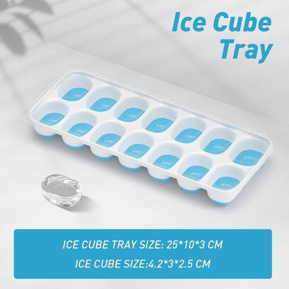 ChefAide Ice Cube Tray - Durable Stackable Design with Removable Lids | 4 Packs, 56 Cubes for Easy Ice Release