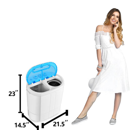 Tiktun Portable Washing Machine,Mini Twin Tub Washing Machine w/Wash and Spin Cycle,13lbs Capacity For Camping,Apartments,Dorms,RV