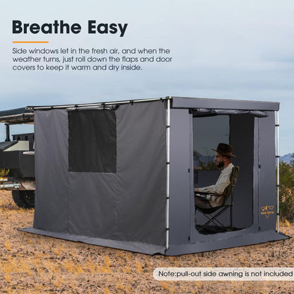 SanHima Awning Room with Floor 8.2Ft x 10Ft - Breatheable Mesh Tent Waterproof Sun Shelter for Overland Camping, for SanHima Pull-Out Side Awning 8.2Ft x 10Ft (Not Included)