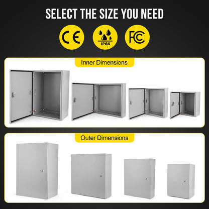 24x24x12 Inch NEMA 4X Industrial Steel Electrical Enclosure, Waterproof & Dustproof Outdoor Junction Box with Hinged Lockable Door and Mounting Plate for Commercial & Residential Circuit Protection