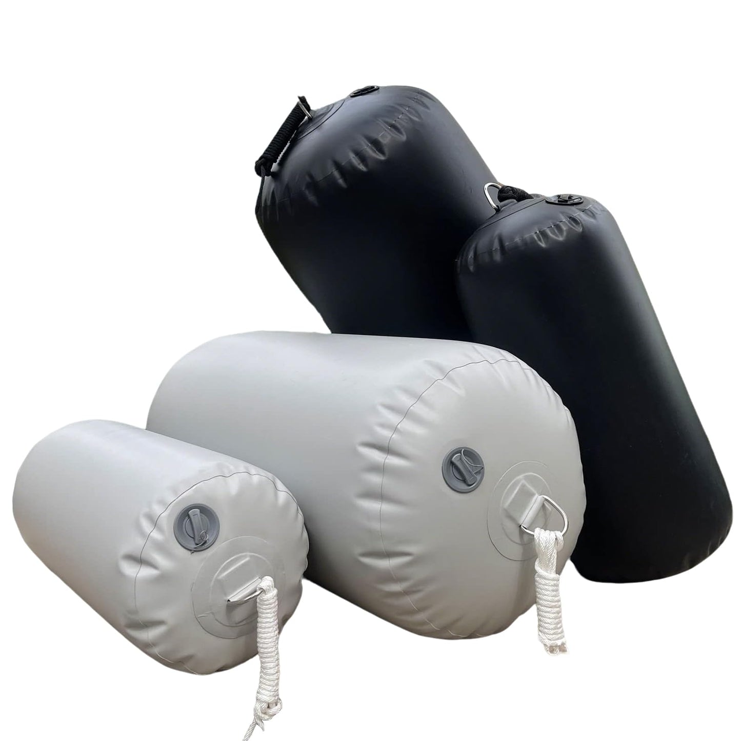 DSCARFT Heavy-Duty Inflatable PVC Boat Fenders Stationary Dock Boats Yacht Sailboats Light Grey (18"x60")