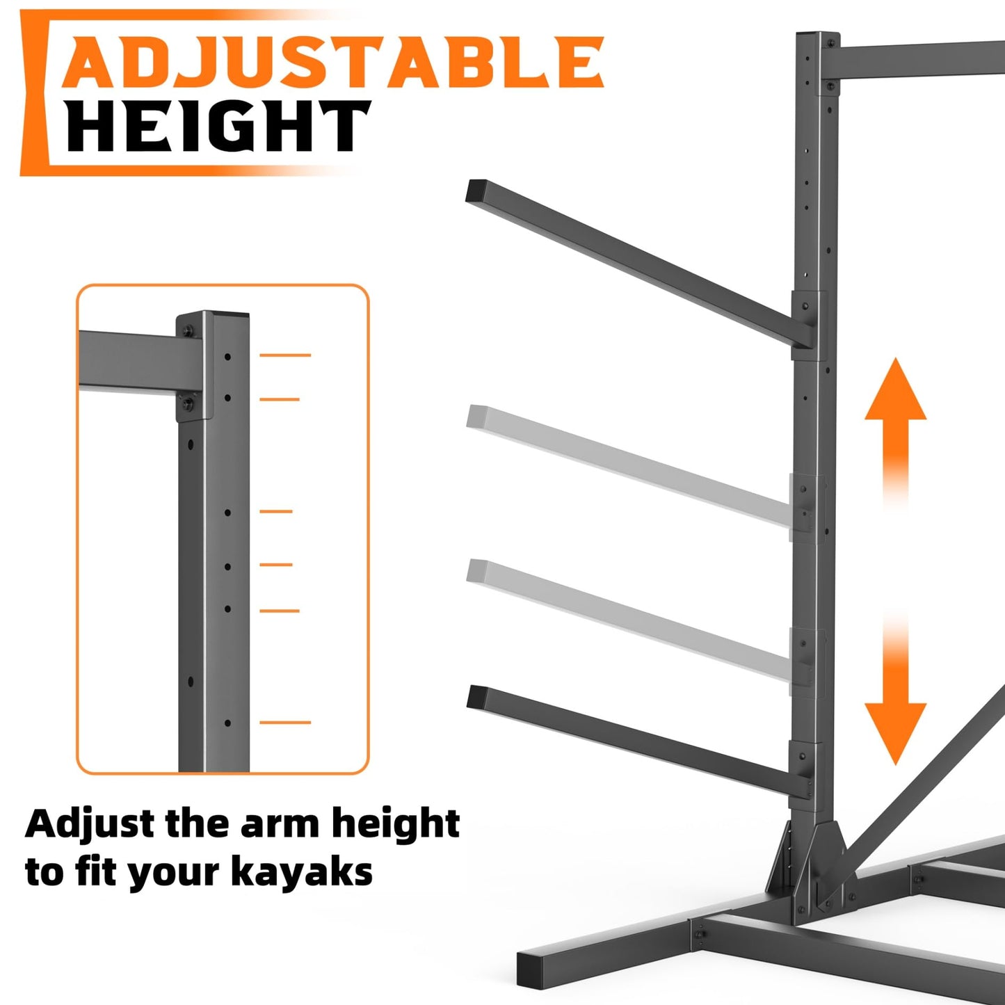 TORACK Garage Kayak Storage Stand, Heavy-Duty 4-Tier Metal Freestanding Kayak Storage Rack, Indoor/Outdoor Kayaks Holder