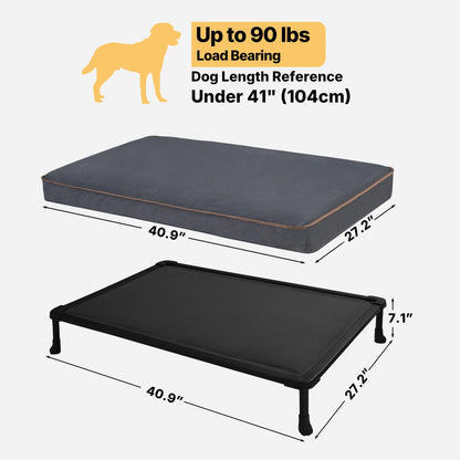 Veehoo Chew Proof Elevated Dog Bed, Indestructible Raised Dog Bed with Exclusive Cover, Washable Orthopedic Padded Pet Cot for Indoor & Outdoor, Large Dog Bed 41" x 27", Dark Grey