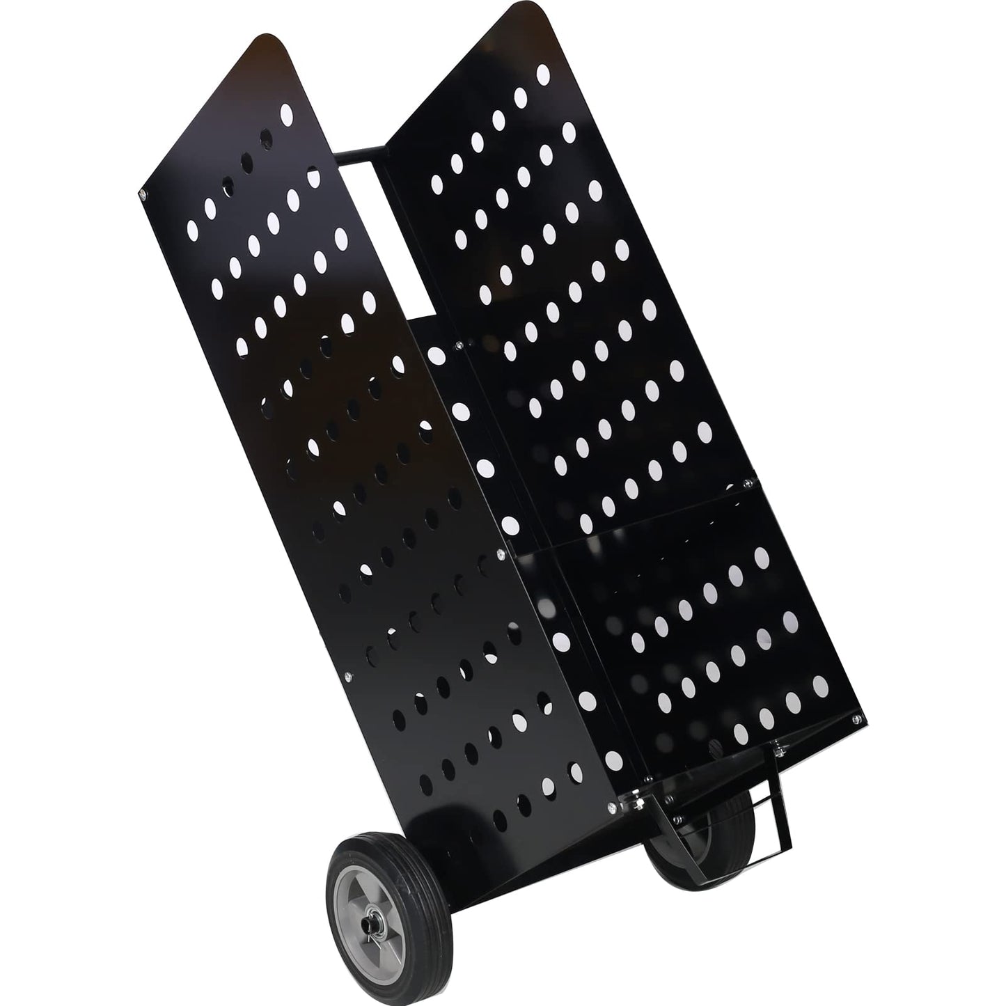 Ball & Cast 41" Firewood Log Cart Carrier Outdoor or Indoor Steel Wood Rack Storage Mover with Rolling Wheeled,Heavy Duty Wood Moving Equipment for Patios Backyard,Garden,Black