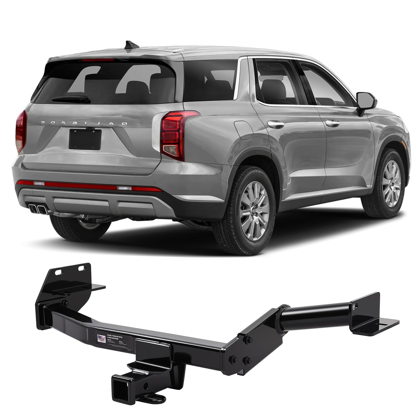 Class 3 Trailer Hitch with 2-Inch Receiver, Fits 2020–2025 Kia Telluride & Hyundai Palisade | 5,000 lbs GTW / 750 lbs TW | 6,000 lbs WD Capacity | Heavy-Duty Carbon Steel, Modular Bolt-On