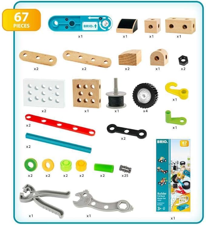 BRIO Builder Pullback Construction Set - Learning Building and Educational Toys for 3 Year Olds and Up