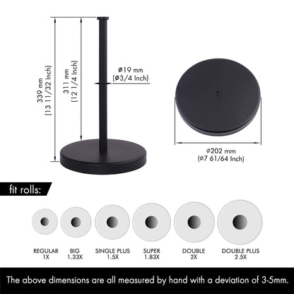KES Ceiling Pot Rack 34-Inch Hanging Pot Rack for Kitchen Matte Black Paper Towel Holder Countertop, KUR221S85-BK+KPH202-BK