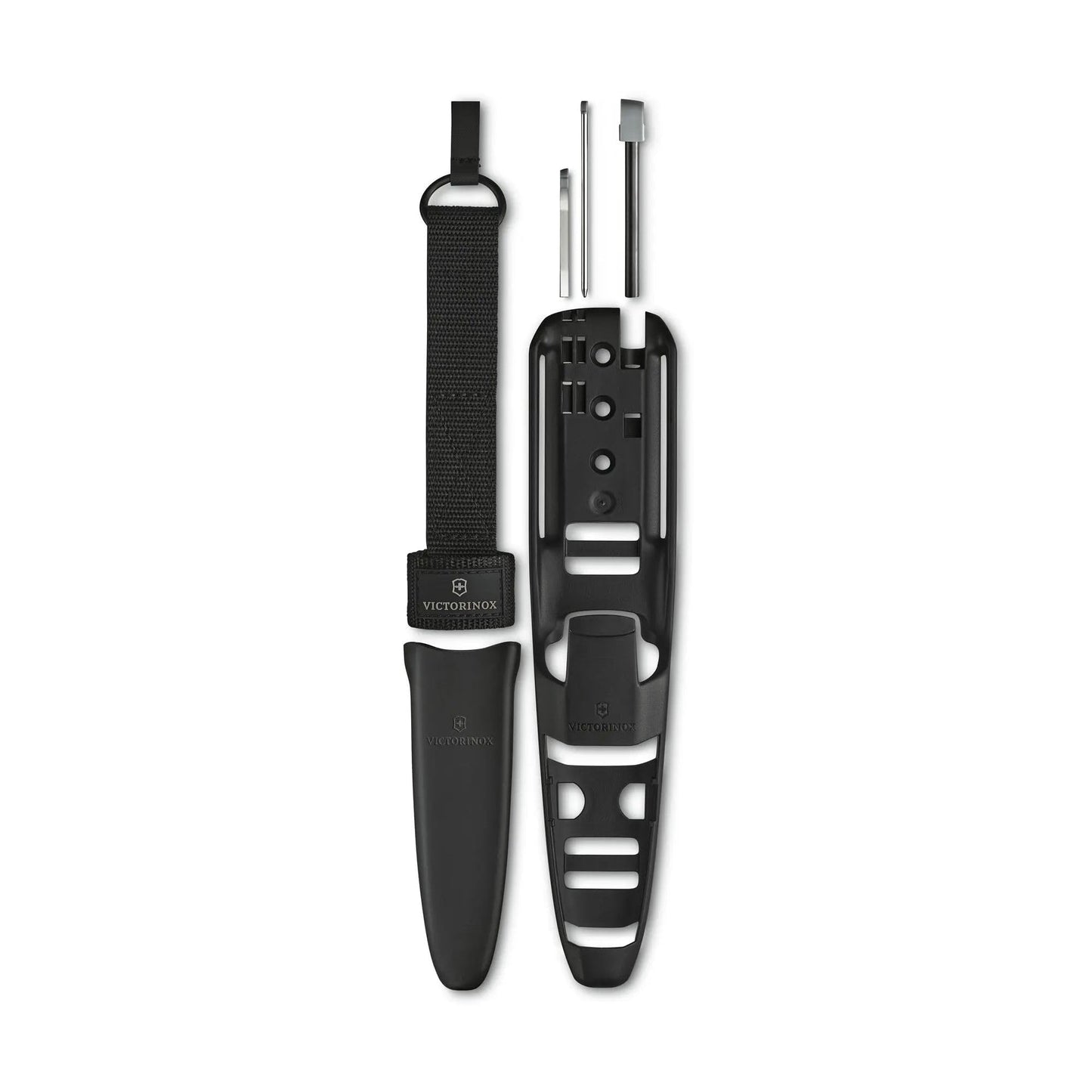 Victorinox Venture Pro Fixed-Blade Full Tang Stainless Steel Outdoor Knife - Bow Drill Divot, Durable Black Handle, Swiss Army Design, Ideal for Camping and Survival