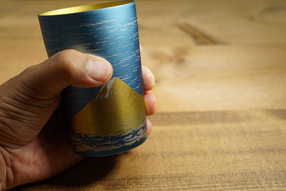 HORIE T09MFG270 T09MFG270 Titanium Double Wall Tumbler, Fuji, Made in Tsubame, Niigata Prefecture, 9.1 fl oz (270 cc), Gold Fuji, Paulownia Box