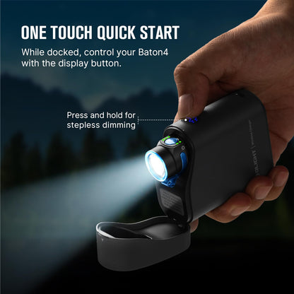 OLIGHT Baton4 Premium Edition EDC Flashlights 1300 Lumens with Type-C Charging Box, Powered by Rechargeable Battery, Small Bright Light IPX8 Waterproof for Emergencies, Outdoors (Black)