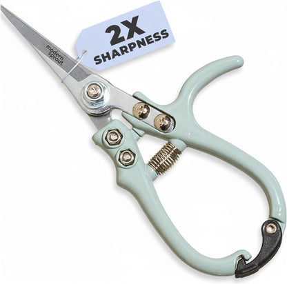 Modern Sprout Pruning Shears - Lightweight Herb Snipping Scissors with Easy Lock & Carbon Steel Blade (Green)