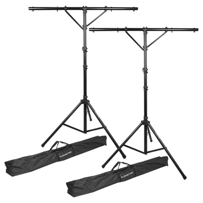 Sound Town 2-Pack DJ Lighting Stand, Height Adjustable, 12 ft Tall, with T-Bar and Tripod Base (STLS-T12-PAIR)