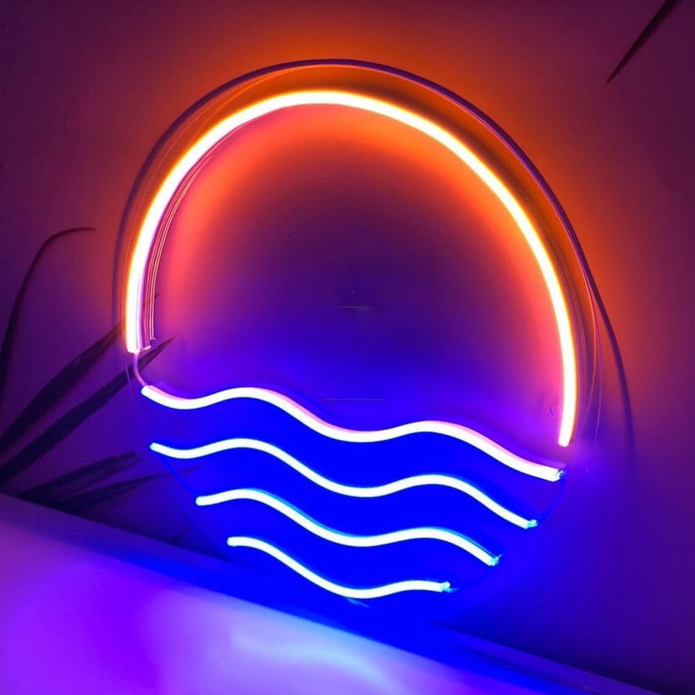 LED Decorative Lights USB Mountains Sunrise Sunset Led Neon Signs Home Decoration Wall Art Holiday Gift Brightness Adjustable 16.5''x11.8''