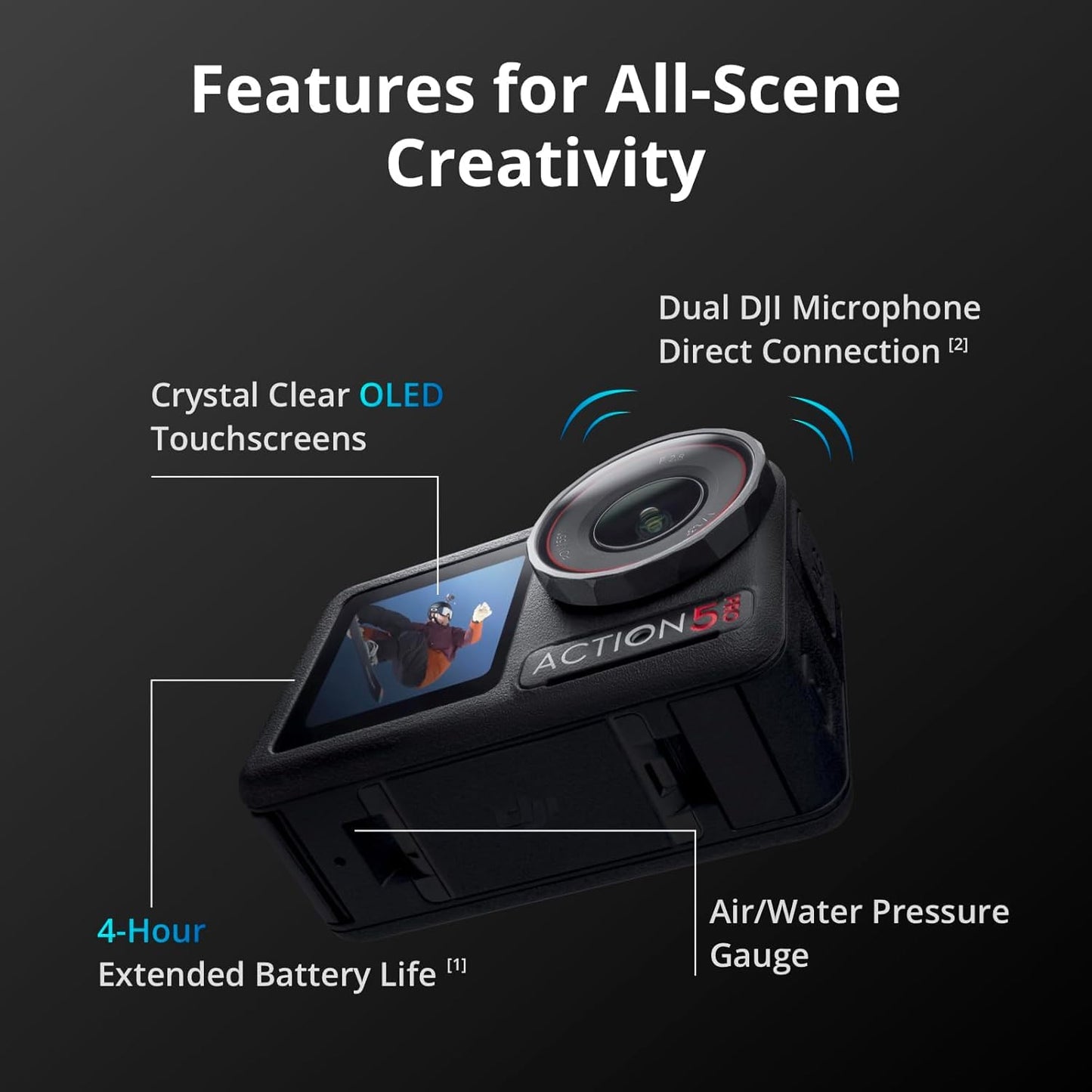 DJI Osmo Action 5 Pro Hiking Combo, Waterproof Action Camera with 1/1.3" Sensor, 4K/120fps Video, Subject Tracking, Stabilization, 8h Extended Battery Life with 2 Batteries, Hiking Accessories