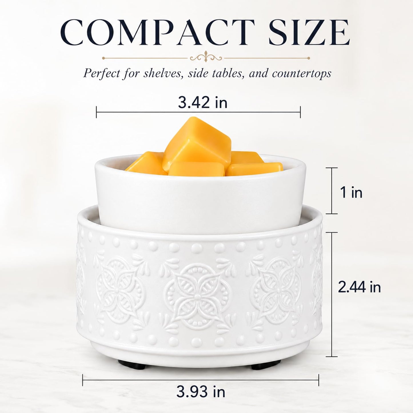 Mocosa Ceramic Candle Wax Melt Warmer for Scented 3-1 Electric Candle Warmer Home Fragrance Burner Perfect Gifts for Mom Women(White-Granular)