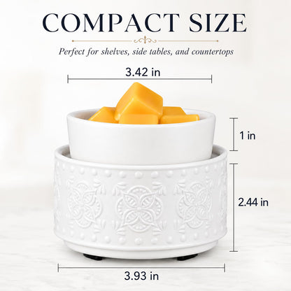 Mocosa Ceramic Candle Wax Melt Warmer for Scented 3-1 Electric Candle Warmer Home Fragrance Burner Perfect Gifts for Mom Women(White-Granular)