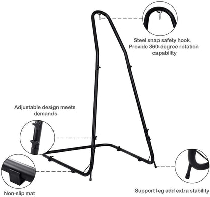 FANTASK Adjustable Hammock Stand, Outdoor Height Adjustable Solid Steel Heavy Duty Stand, Outdoor & Indoor Arc Hanging Hammock Stand for Hammock Air Porch Swing Chair, 75" to 94.5"