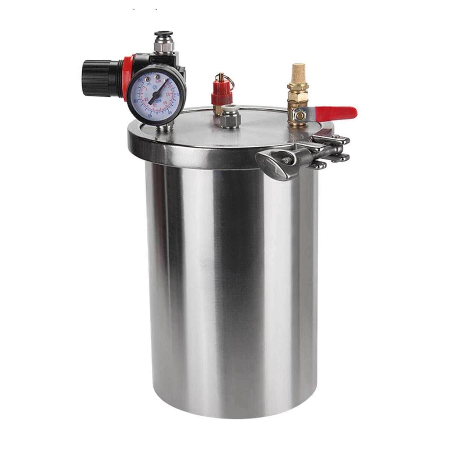 iDili 304 Stainless Steel Pressure Tank, 1-15L Optional Fluid Dispensing Container with Safety Valve & Gauge for Glue, Chemical, Storage & Transfer (1L)