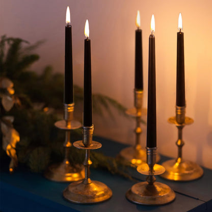 KONNI 0.87×10 Inch Black Taper Candles, Unscented and Smokeless Tall Candlesticks, 10 Pack Halloween Taper Candles with Cotton Wicks, Long Burning, Ideal for Weddings, Dinner Parties, and Home Décor