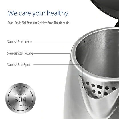 COMFEE' Stainless Steel Electric Kettle, 1.7 Liter Tea Kettle Electric & Hot Water Kettle, 1500W Fast Boil with LED Light, Auto Shut-Off and Boil-Dry Protection