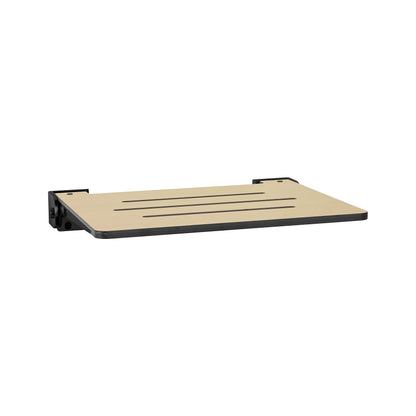 Seachrome 18 inch Silhouette Slimline Folding Wall Mount Shower Bench Seat, Urban Chic Seat with Matte Black Frame