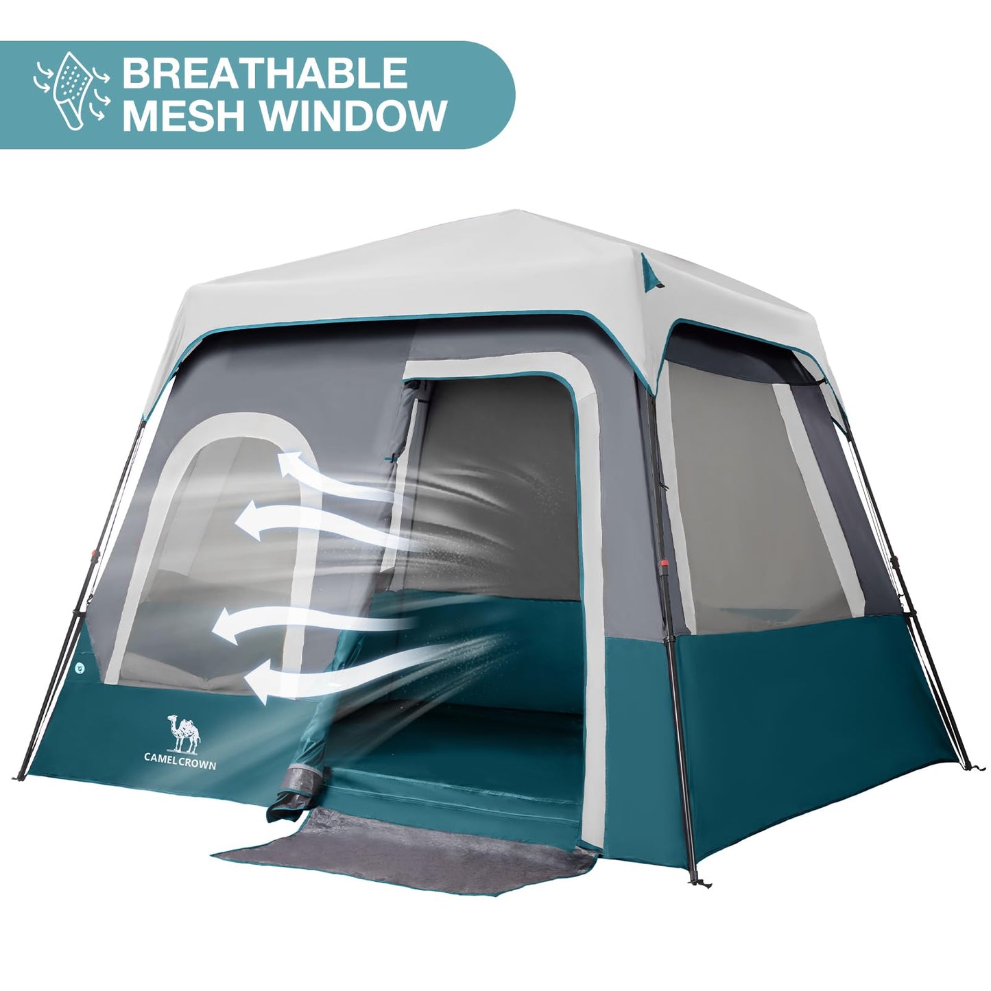 CAMEL CROWN 4/6 Person Instant Cabin Tent, Pop Up Windproof Tents for Camping, 60-Second Setup Family Tent with Carry Bag for Outdoor Hiking