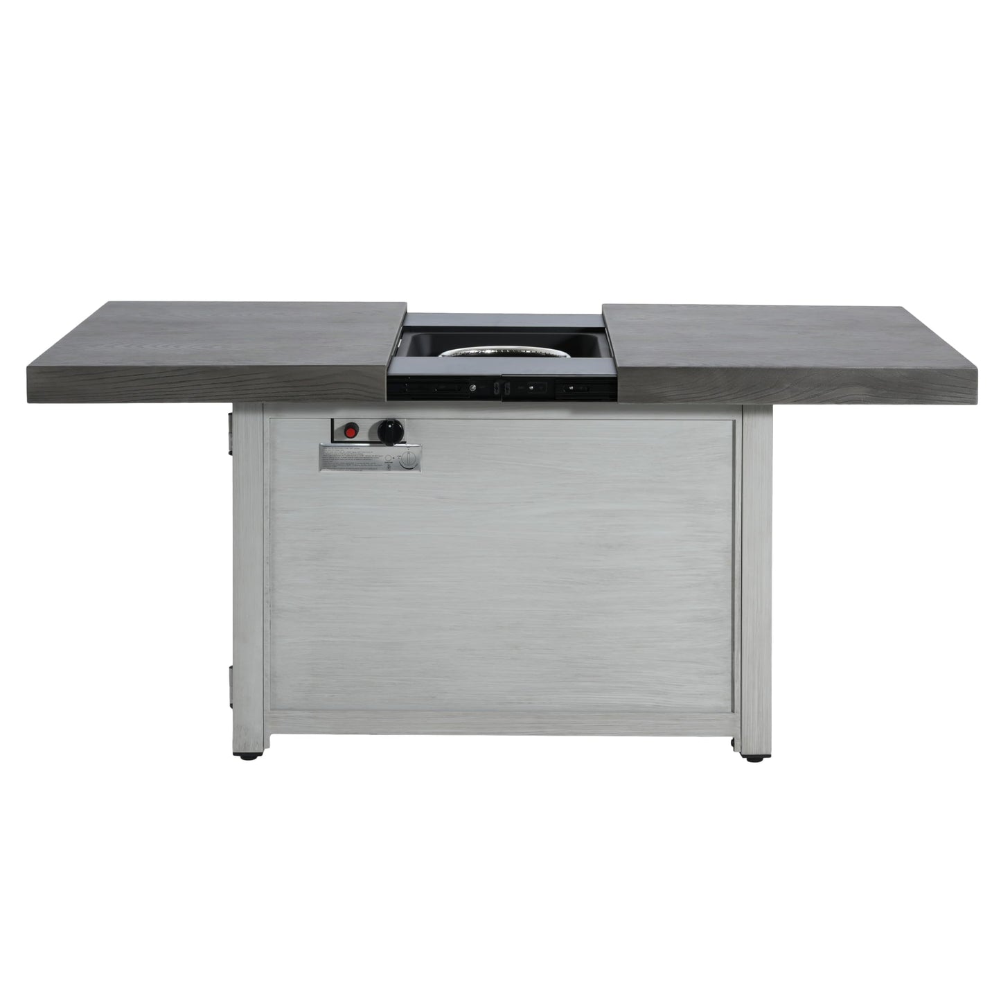 Christopher Knight Home Akali Extendable Outdoor Fire Pit Table with Lava Rocks and Protect Cover, Aluminium Alloy Tabletop Fire Pit with Steel Frame, Patio Fireplace Table, 50000 BTU, Dark Grey