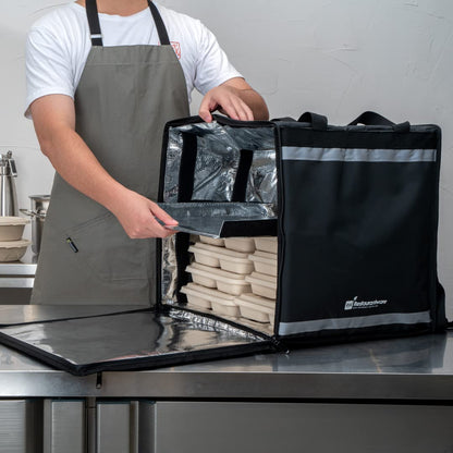 Restaurantware-Delivery Tek 17.7 Inch Food Delivery Bag, 1 Insulated Food Backpack - With Removable Insert, Waterproof, Black Plastic Courier Bag, For Catering, Restaurants, Or Camping