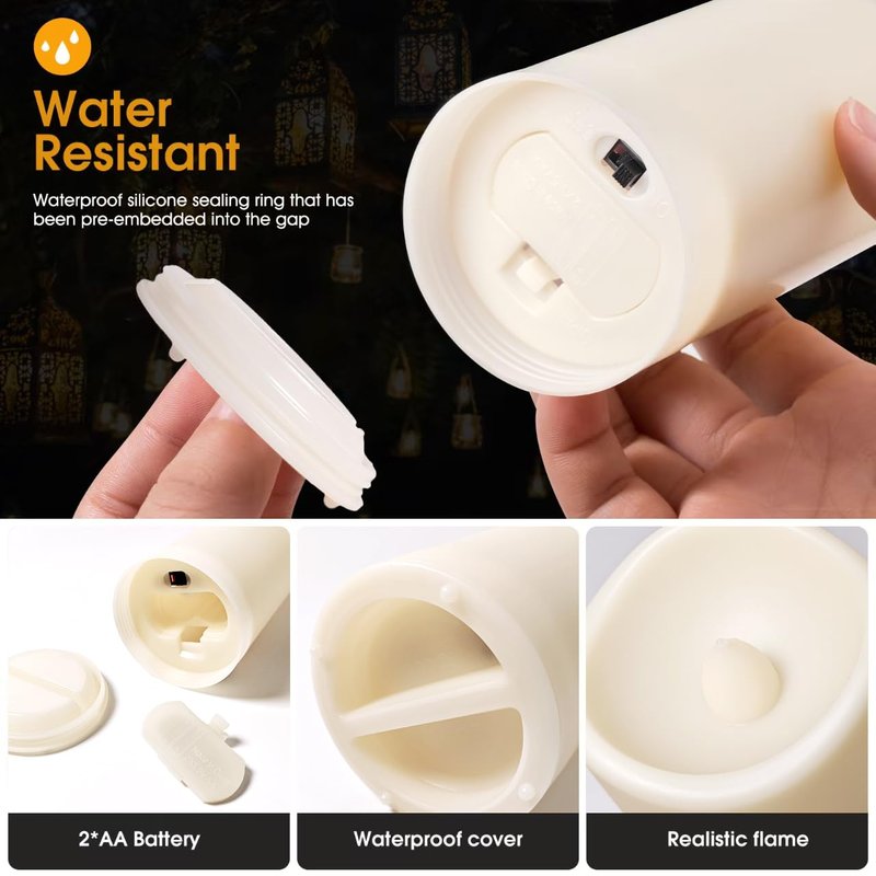 kneeife - 48 Pack Flameless Candles with Remote & 24H Timer - Waterproof Battery Operated Decorative Candles,3 Sizes(4" 5" 6" inch) for Home Decor, Wedding, Christmas, Party (Warm White)