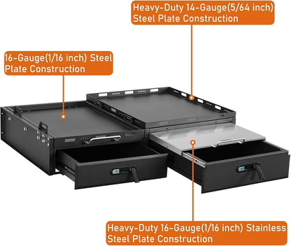 Hooke Road JK JL Trunk Cargo Storage Drawer System & Fridge Slide Mount & Cooking Platform for 2007-2026 Jeep Wrangler JK JL Unlimited 4-Door