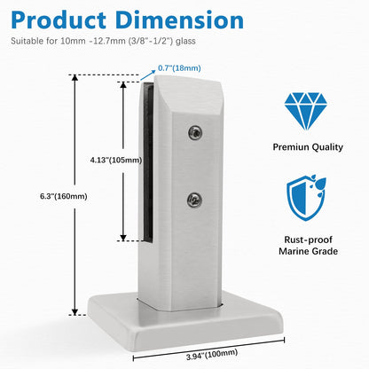 LukLoy 2.1lb Heavy Duty 2205 Stainless Steel Glass Pool Fence Spigot Balustrade Railing Post Clamp Bracket for Balcony Garden Deck Handrail, Brushed (10Pack, Each NW 2.1lb, GW 3.0lb) - Level 2