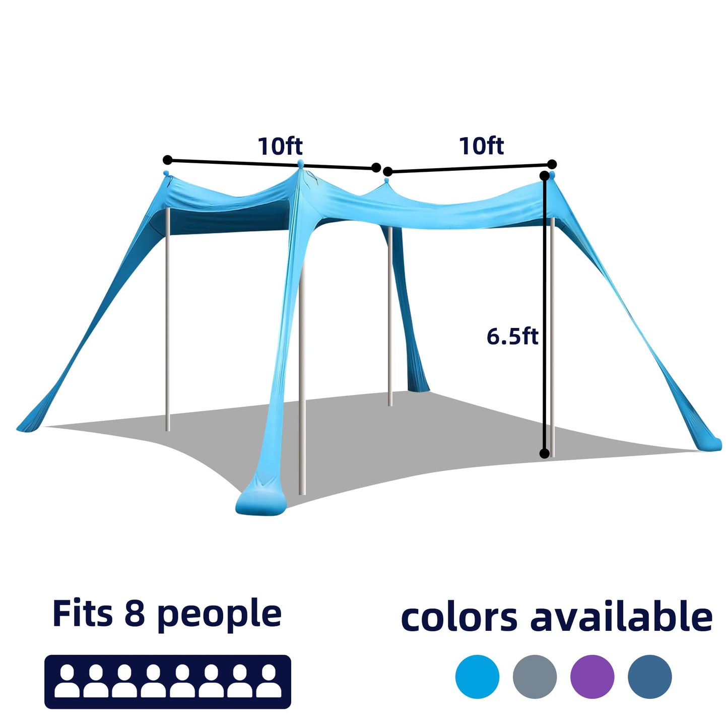 BOTINDO Family Beach Tent Canopy Sun Shade 6 Poles
