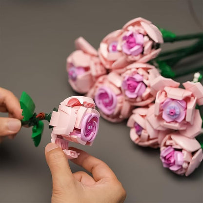 Flowers Building Set for AdultsRoses Gift for Her or Him for ChristmasAnniversaryValentine's DayBotanical CollectionArtificial Flowers Home Decoration 741 pcs