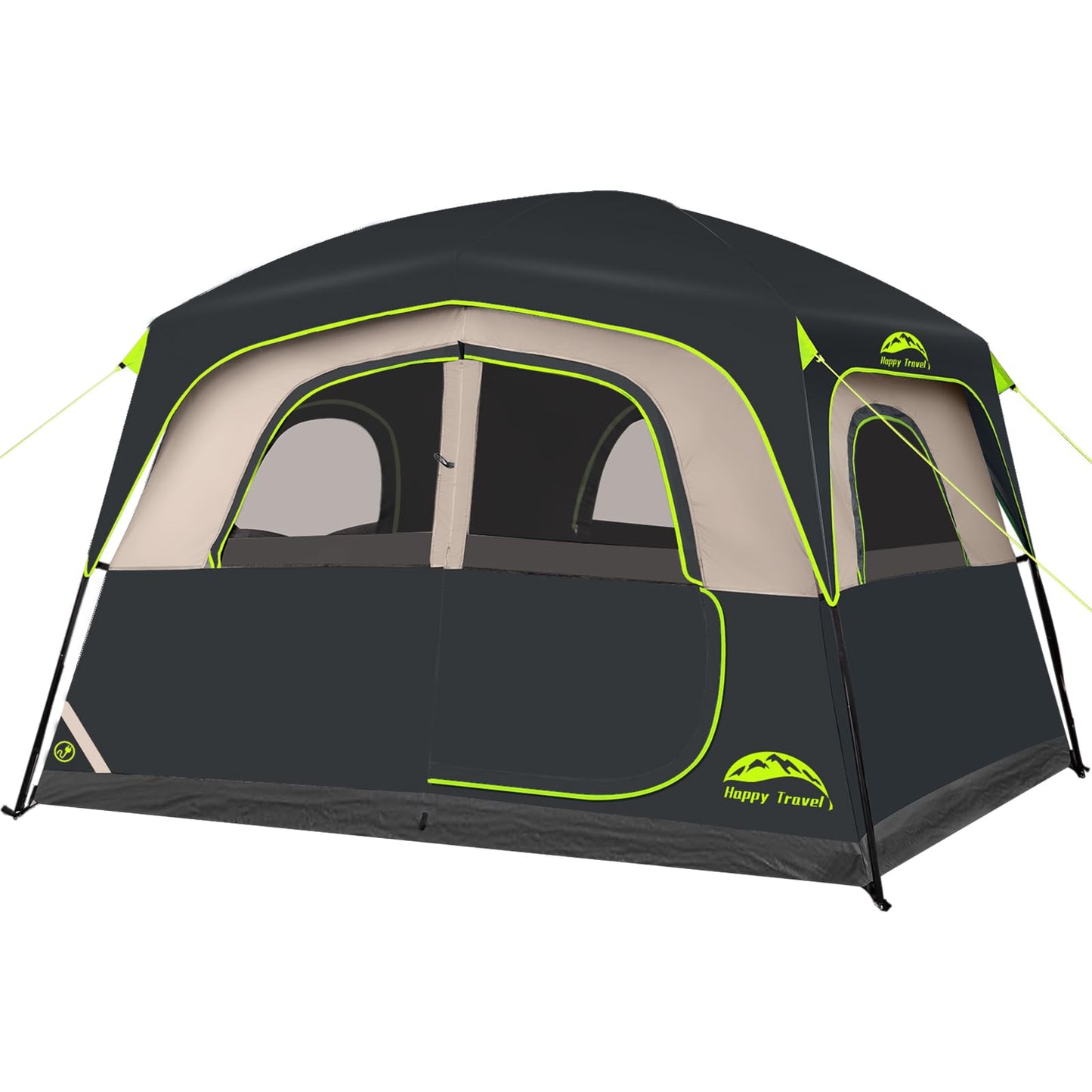 Happy Travel Tent 6 Person Blackout Camping Tent, Portable Easy Setup Cabin Tents with Dark Space Design, Light Blocking Tent with Top Rainfly for Outdoor Camping, Water-Resistant,10'L x 9'W x 79" H