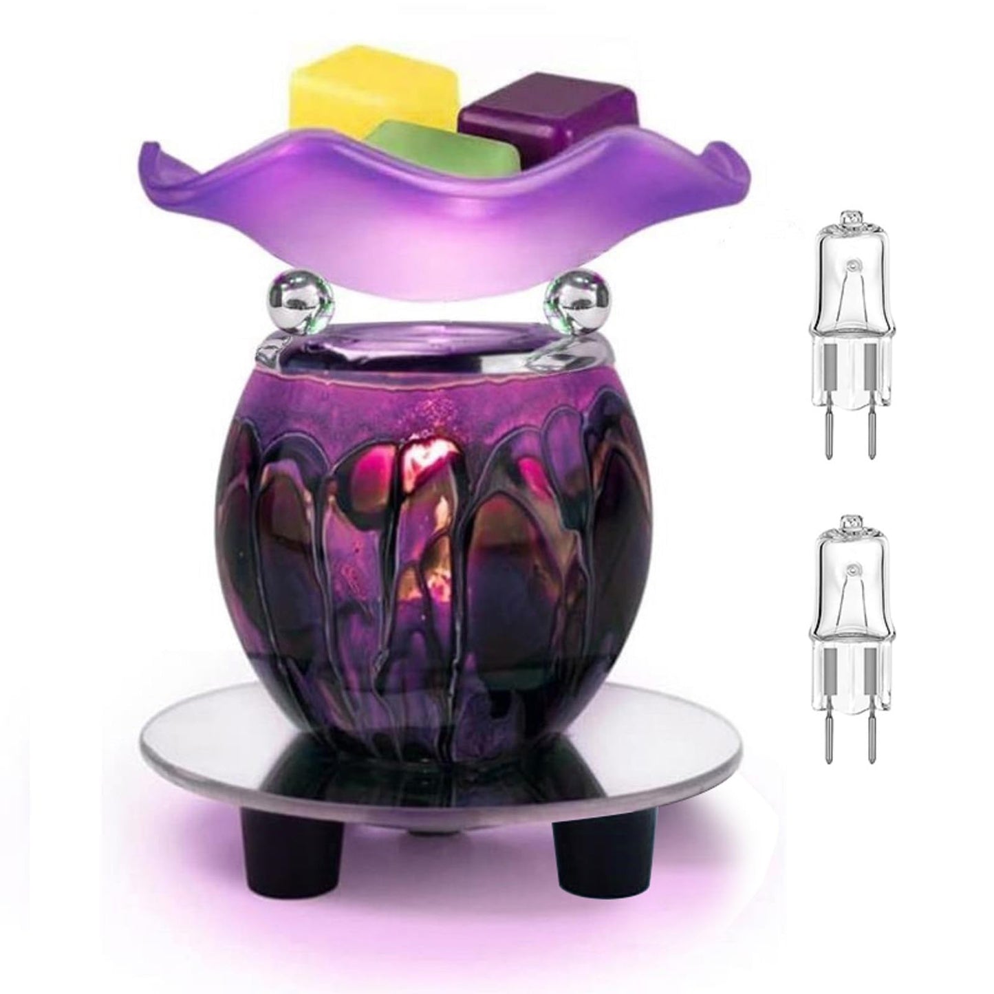 HUNANBANG 3 in 1 Electric Oil Warmer Scented Warmer Candle Wax Melt Warmer Fragrance Oil Burner(LW-Purple2)