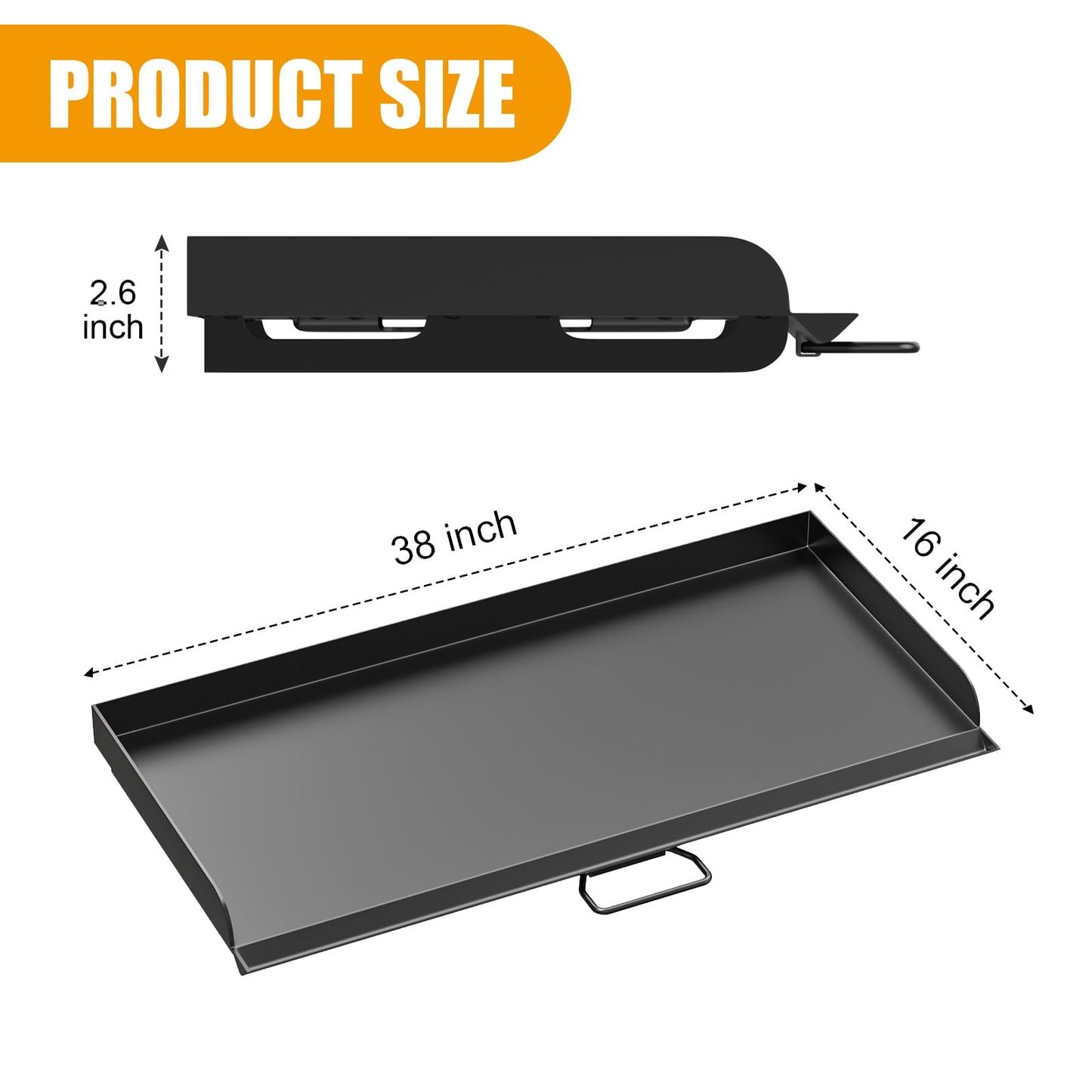AJinTeby Fry Griddle for Camp Stove Griddle, 16 x 38 inch Flat Top Cooking Griddle for Camp Chef 3 Burner Griddle, BBQ Camping Grills Flat Top Plate, Outdoor BBQ Camping Grills Accessories