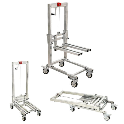 Manual Lift Trolley,60KG high Load Capacity,Foldable Cargo Crane,Lightweight Portable Winch Stacker (A)