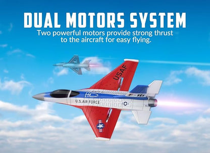 volantexrc RC Plane F-16 Fighting Falcon - 2.4Ghz 2CH Remote Control Airplane Jet Fighter Ready to Fly with Cool Lights for BeginnersAdults (762-4)
