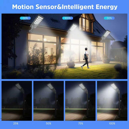 6 Pack Solar Street Lights Outdoor Waterproof, 6500K 20000LM Wide Angle Solar Powered Flood Light with Motion Sensor & Remote Control,Dusk to Dawn Commercial Solar Outdoor Light for Parking Lot