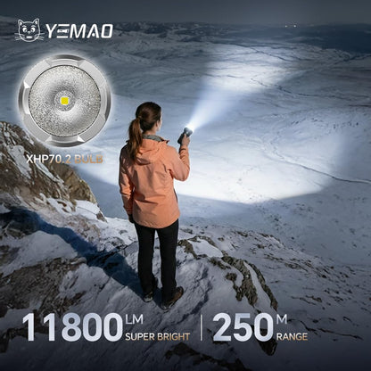 Yemao Rechargeable Flashlights 11800 High Lumens, Brightest Flashlight, Super Bright LED Flashlight Type C Charged, 5 Modes Long Lasting 60 Hours, for Emergencies, Camping, Outdoor, Caving