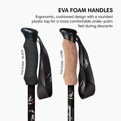 Fizan Compact 4 Trekking Poles – Ultralight, Backpacking, Thru Hiking Poles, Adjustable, Collapsible, Customized Fit, Cork Grips, Aluminum Walking Sticks (Black/EVA Cork)