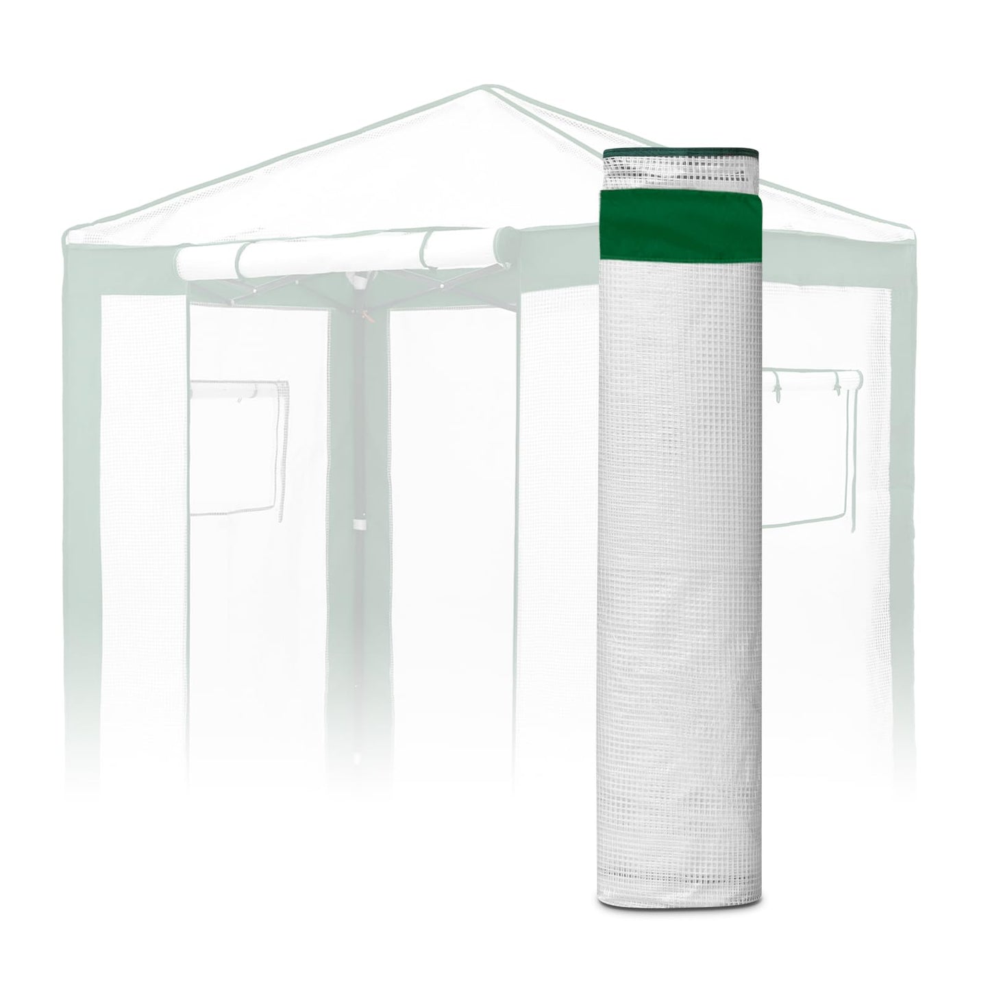 EAGLE PEAK Replacement Cover for 6x4 Portable Pop up Greenhouse with Polyester Reinforced Corners, Front Roll-Up Zipper Entry Door and 2 Roll-Up Side Windows (Frame Not Included), Green/White