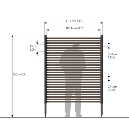 Outdoor Privacy Screens - Length: 43in, Height: 59in, Fence Privacy Screen, Freestanding Horizontal Fence, Metal Material, Anti-Corrosion and Weatherproof, Suitable for Outdoor Garden Courtyard