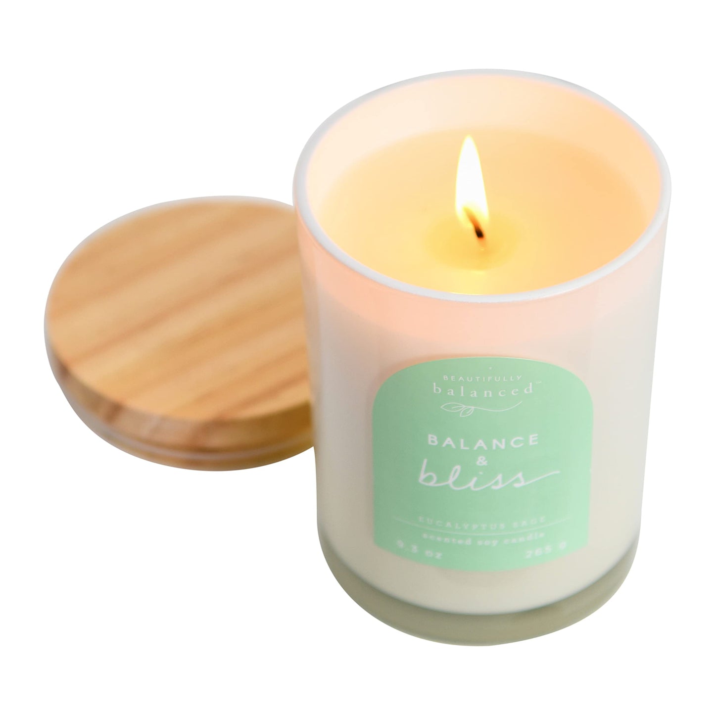 Beautifully Balanced Scented Lidded Glass Soy Candle, Balance + Bliss, 9.3 oz.
