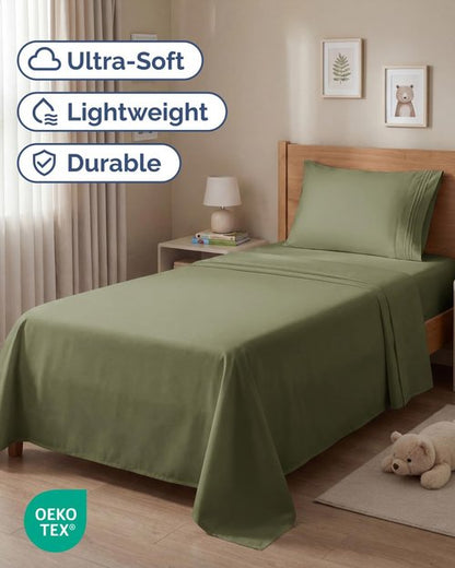 Comfy Twin Size 3-Piece Sheet Set | Breathable & Cooling Hotel Luxury Bedding - Sage Green