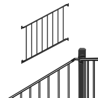 Bobolish 36+2" H x 4 ft. W Aluminum Porch & Stair Railing System, Upgrade Guardrail Kit with Textured Black AAMA 2604 Powder-Coat Finish for Outdoor Decks, Porches & Balconies (1 Panel)