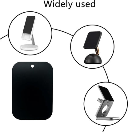 Mount Metal Plate（12Pack） for Magnetic Car Mount Phone Holder with Full Adhesive for Phone Magnet, 12X Rectangular (Black)